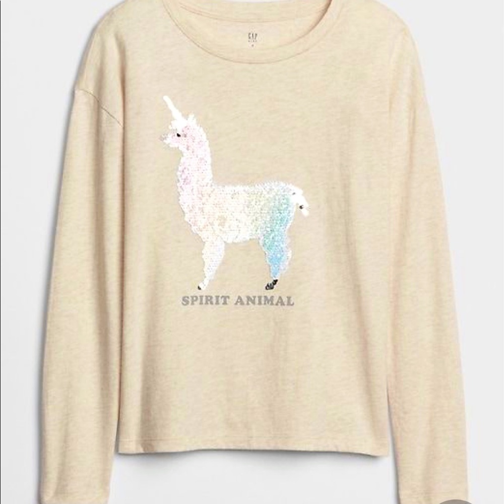 Gap llama spirit animal flippy sequin top sz XS